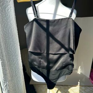 Marciano Cami bodysuit, black satin. zipper back. Removable straps XS